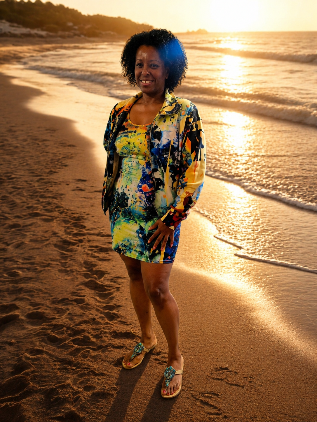 La Shaun Aaron in gold fan outfit by DCC Boutique