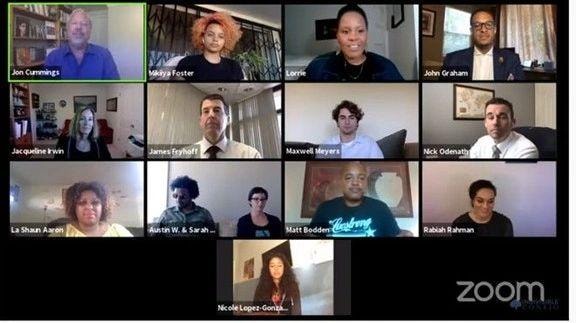 La Shaun Aaron participating in the Racial Justice and Policing community panel via Zoom